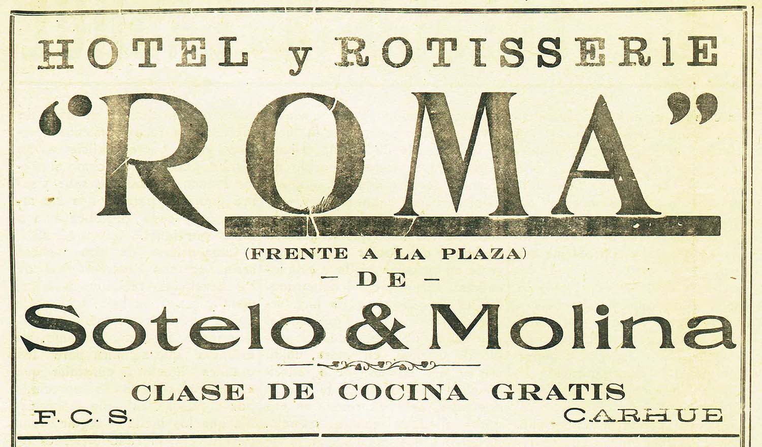 Hotel Roma - publicidad en El Pueblo