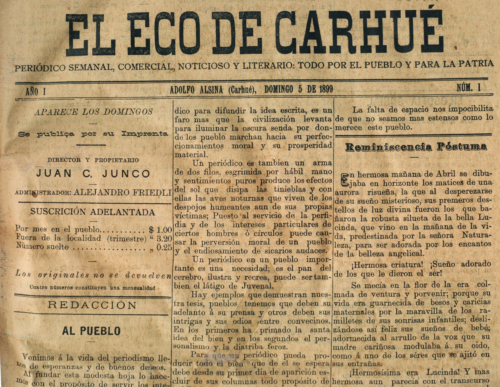 Eco de Carhue Periodismo Semanario primero 