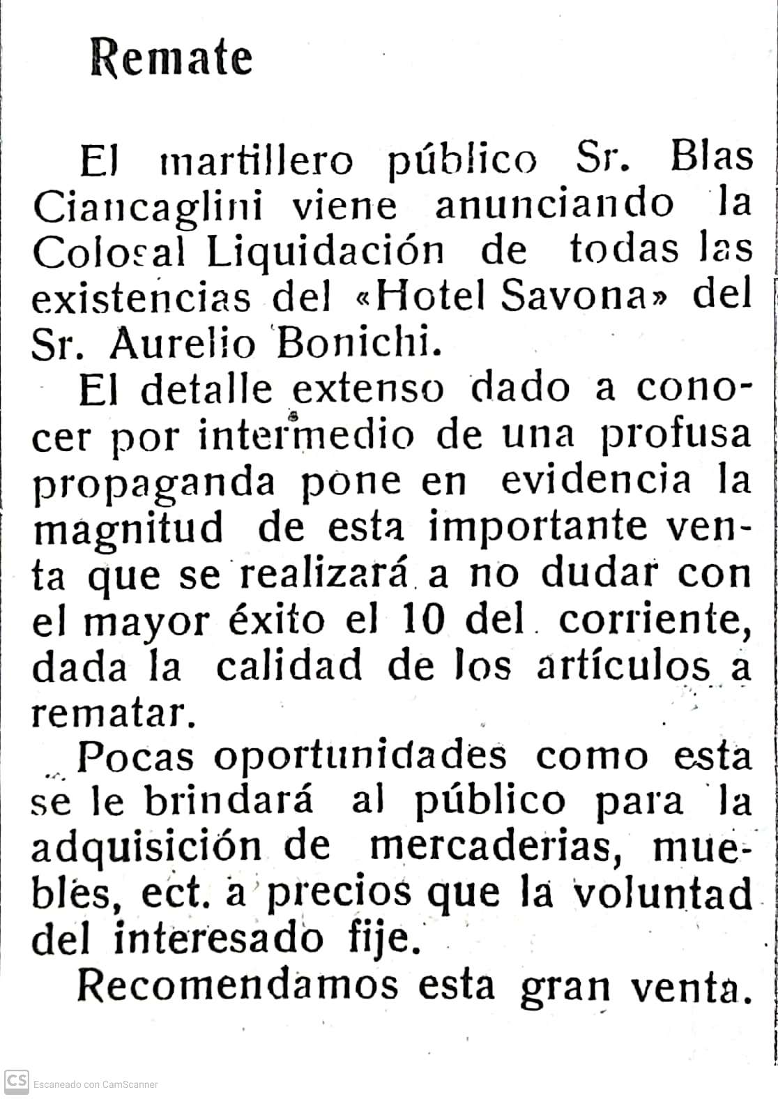 SAVONA BONICHI HOTEL CARHUE