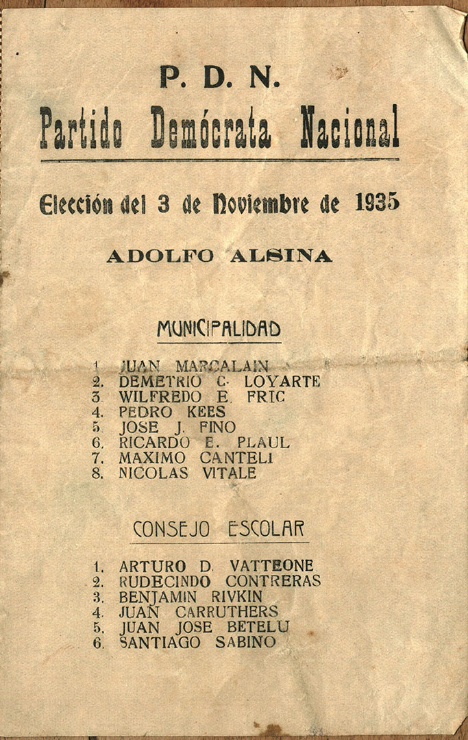 PDN ADOLFO ALSINA BOLETA 1935