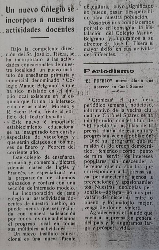 colegio belgrano tisera carhue