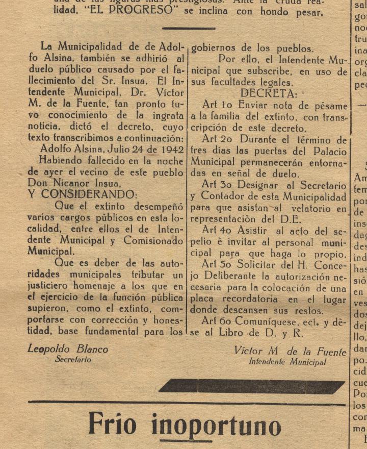 NICANOR RAMON INSUA NECROLÓGICA