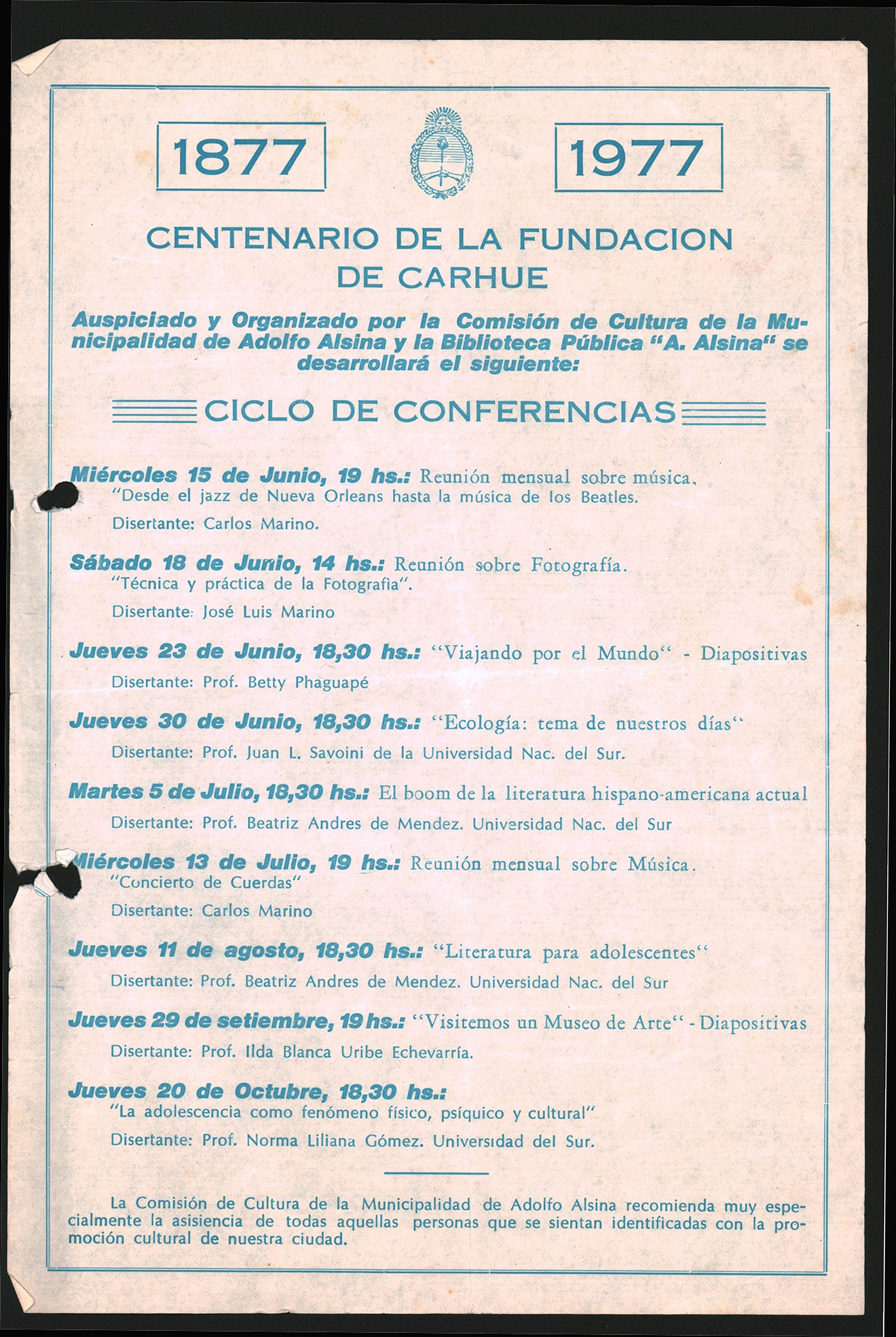 1977 CENTENARIO CARHUE 