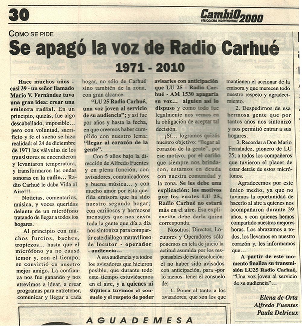 LU25 radio carhue am 