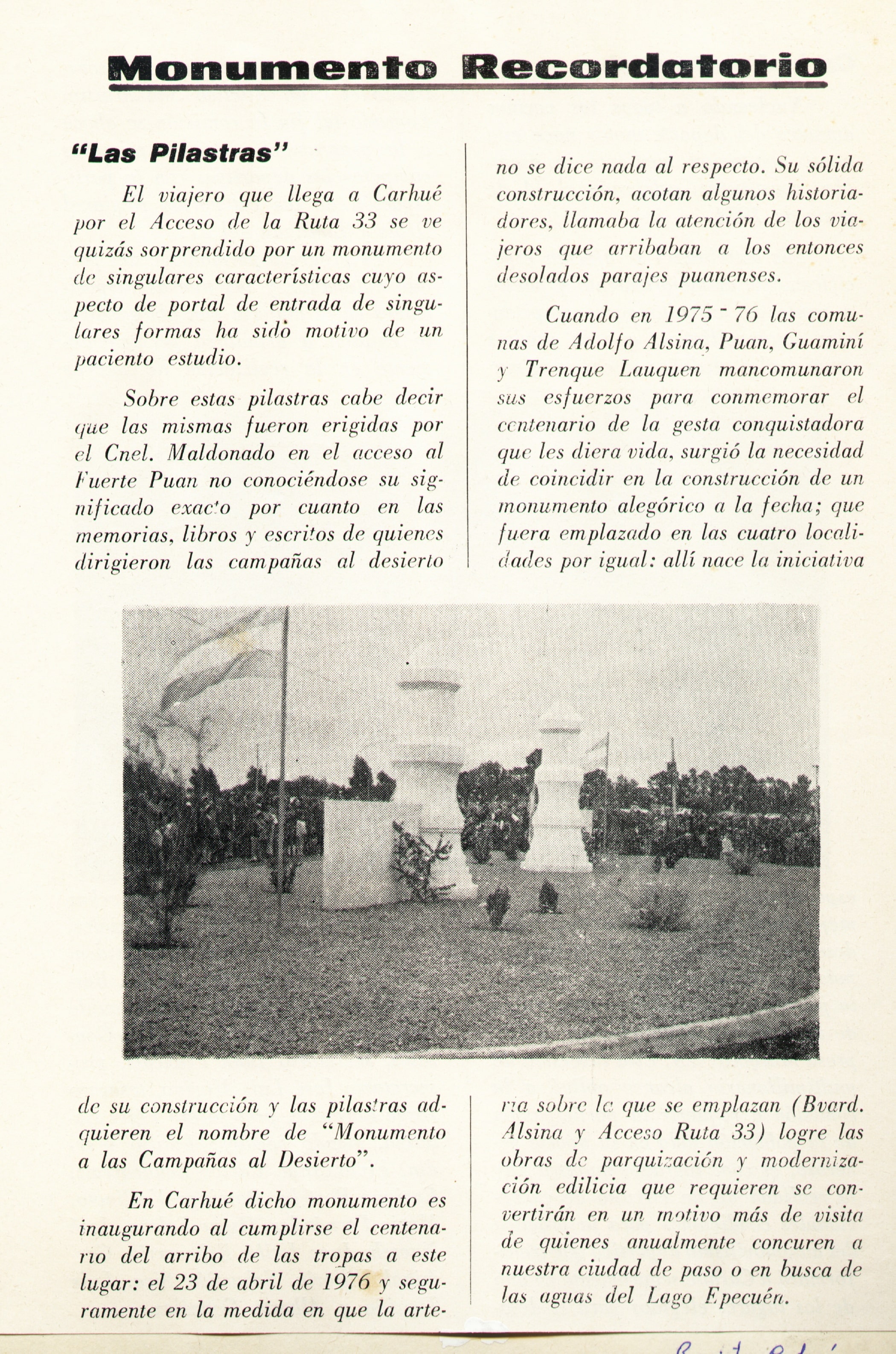 Pilastra Carhue 1976 Actos
