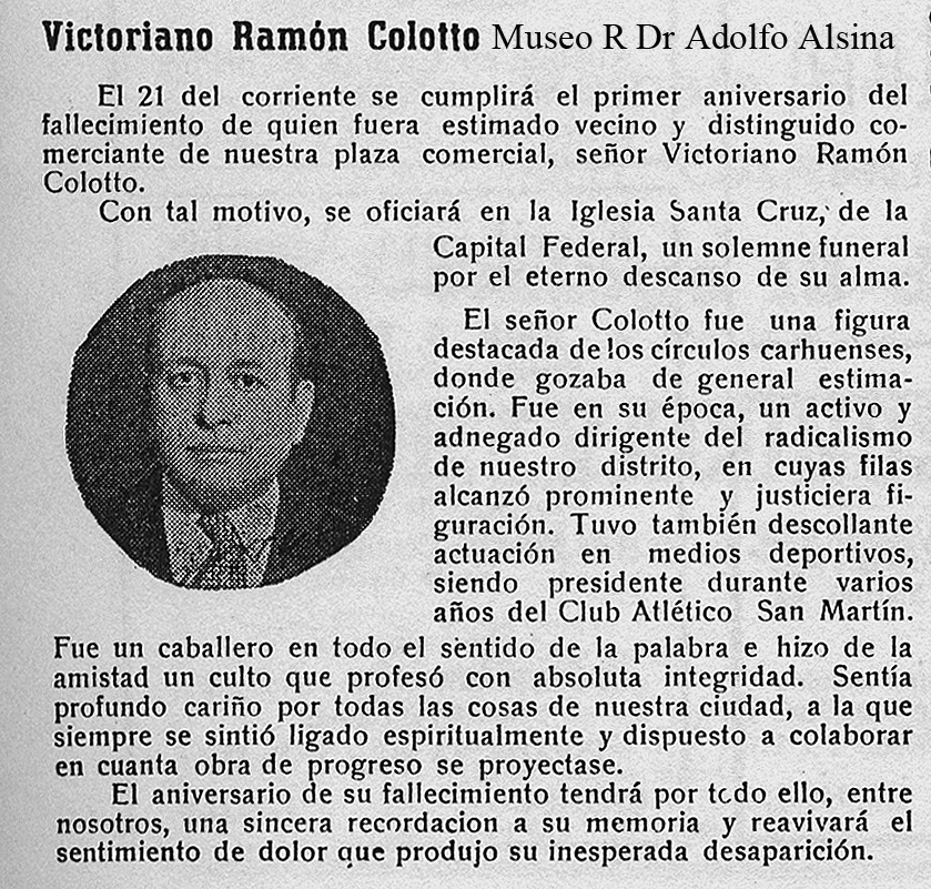 victoriano Colotto sastre carhue 