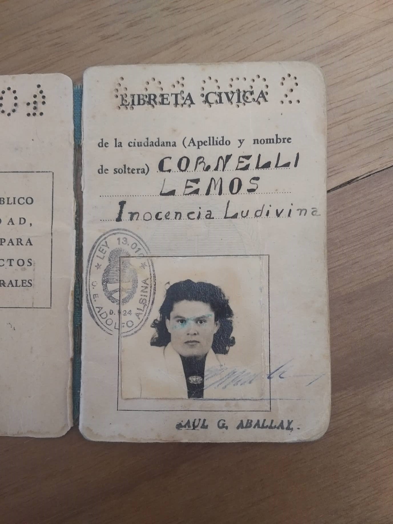 INOCENCIA CORNELLI LEMOS MALDONADO ENFERMERA CARHUE BARRIO OBRERO