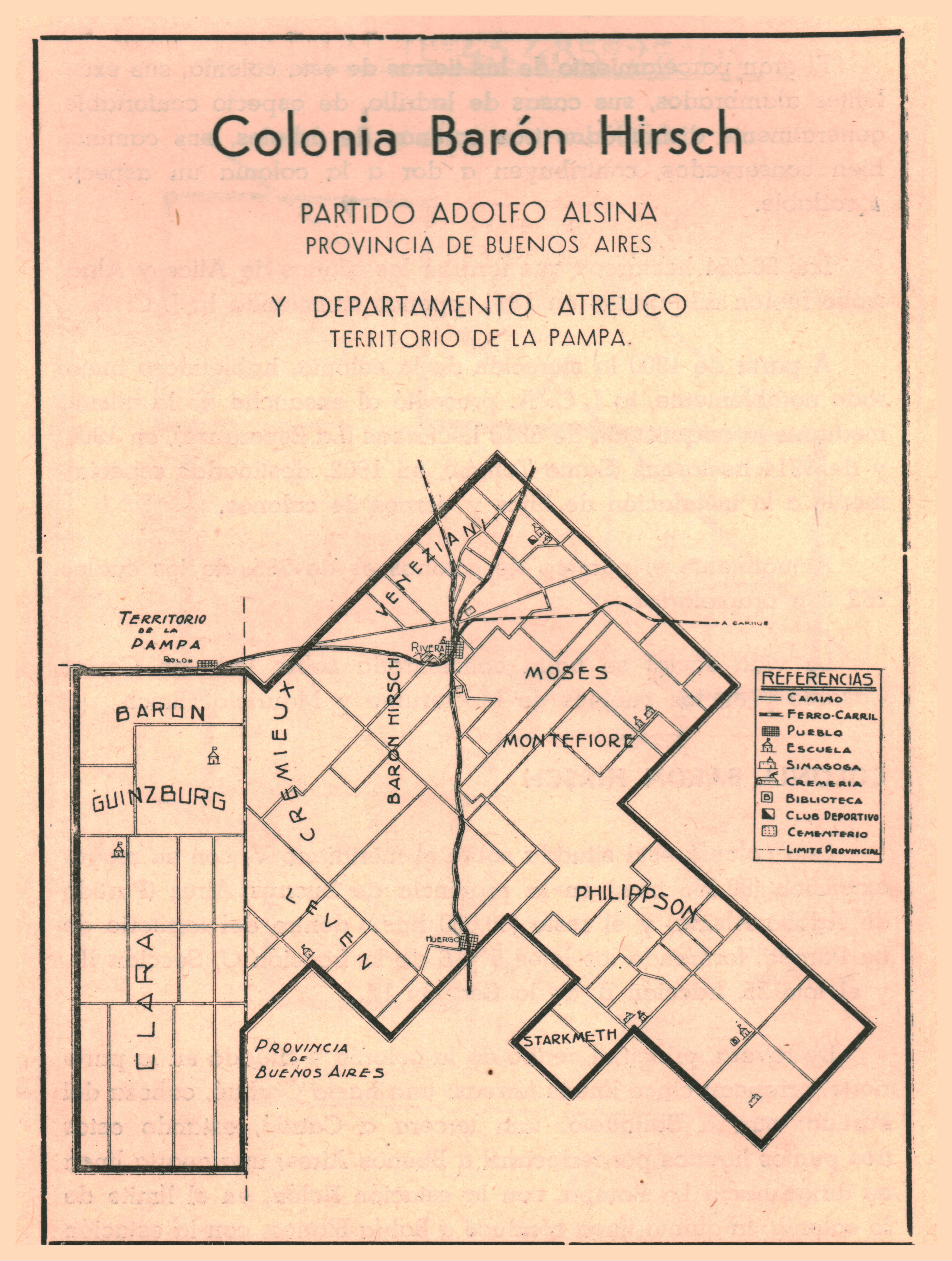 COLONIA BARON HIRSCH ESTACION RIVERA ADOLFO ALSINA PLANO