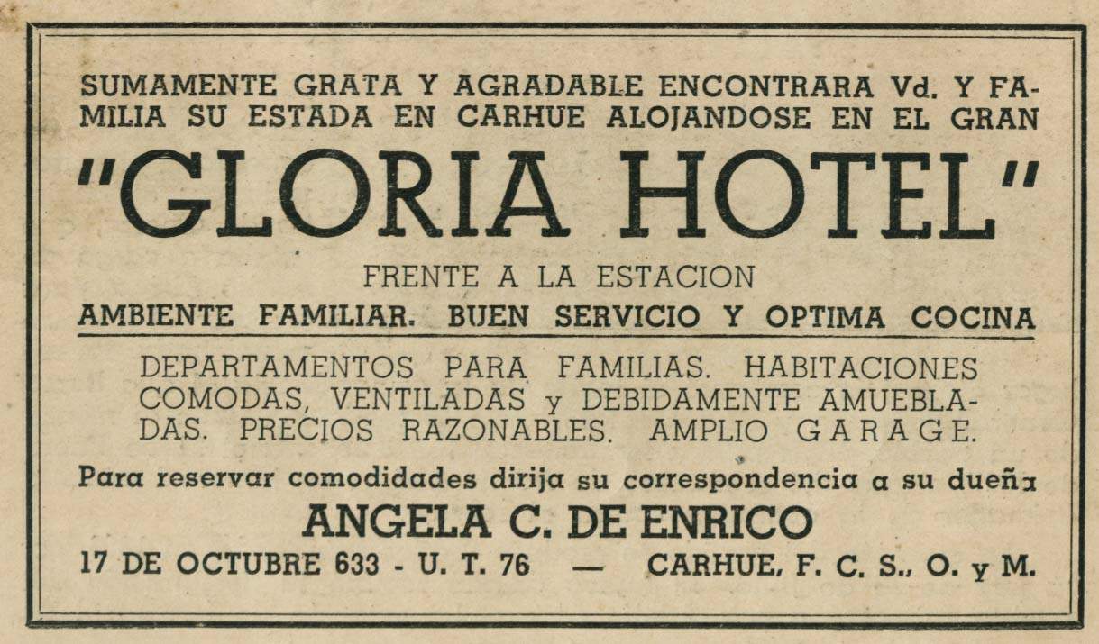 GLORIA HOTEL CARHUE ENRICO GARIBALDI