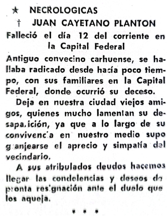 Fall. de Juan cayetano (6) Planton -El Pueblo 1974 Nro. 2092-