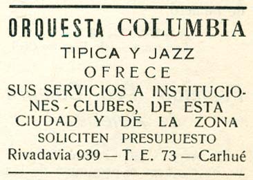 ORQUESTA COLUMBIA CARHUE ELISEO GIUSTI