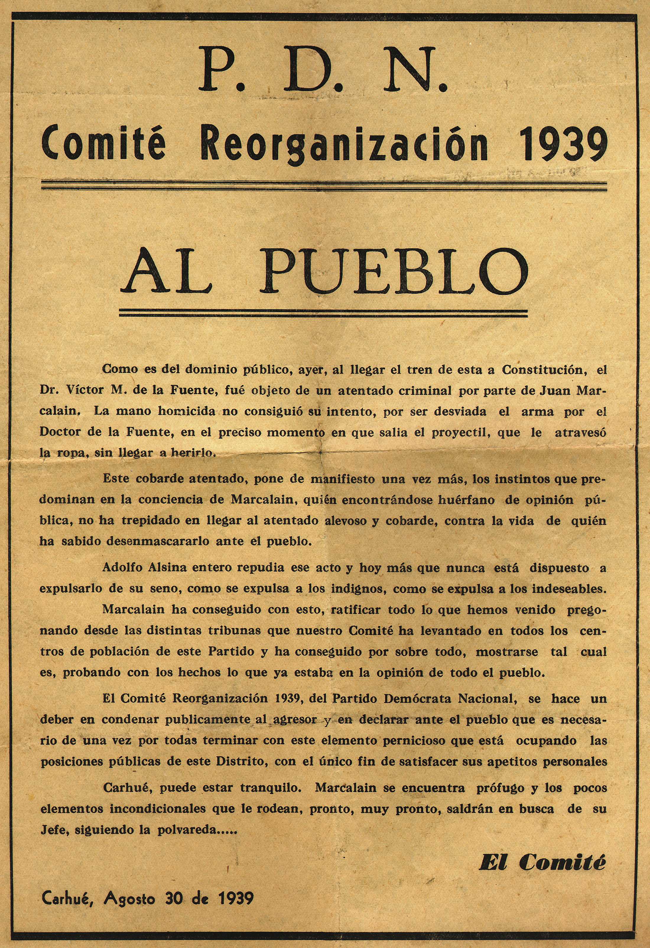 marcalain de la fuente balazo PDN Carhue